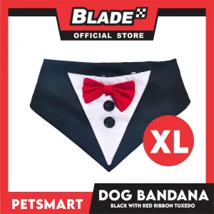 Pet Necktie Bandana Collar Scarf Black Tuxedo With Red Bow Tie Design DB-CTN29XL (XL) Perfect Fit For Dogs And Cats, Breathable, Soft Lightweight Pet Bandana Scarf