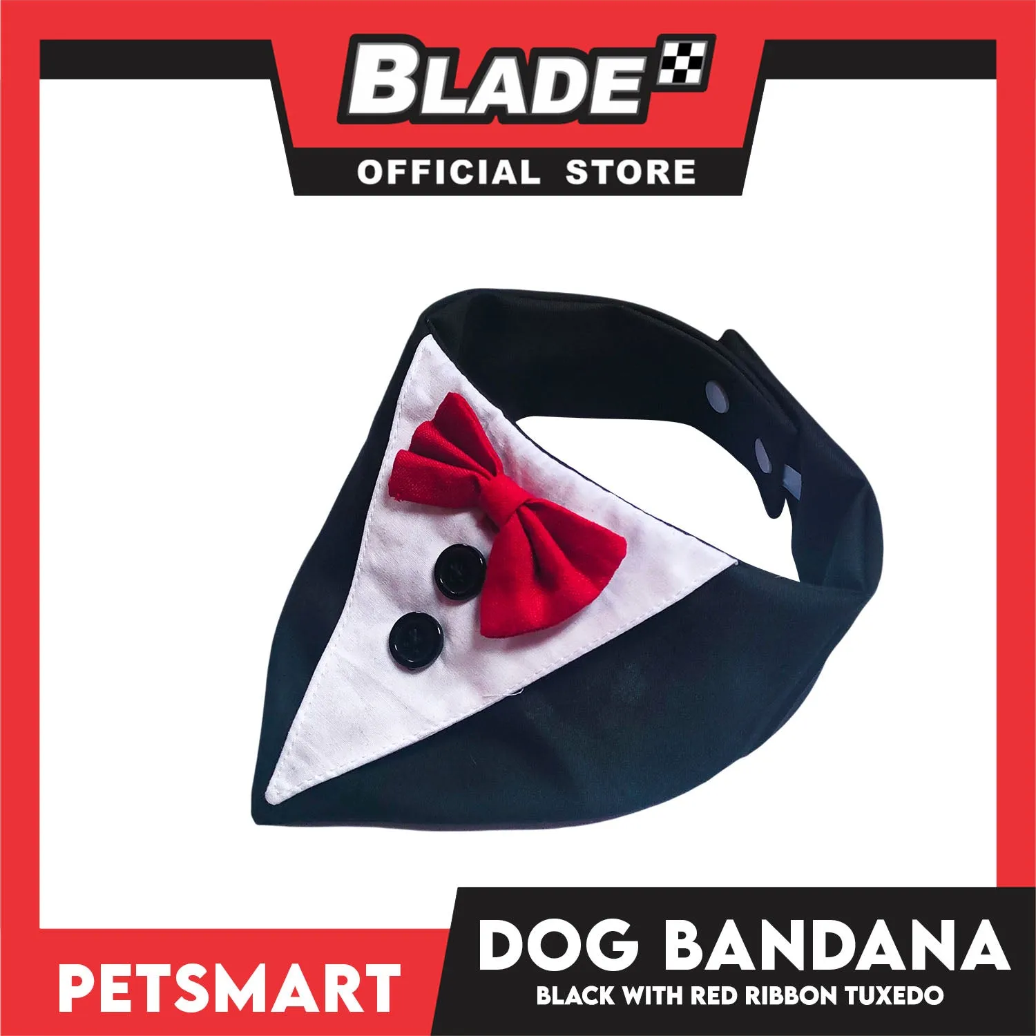 Pet Necktie Bandana Collar Scarf Black Tuxedo With Red Bow Tie Design DB-CTN29XL (XL) Perfect Fit For Dogs And Cats, Breathable, Soft Lightweight Pet Bandana Scarf