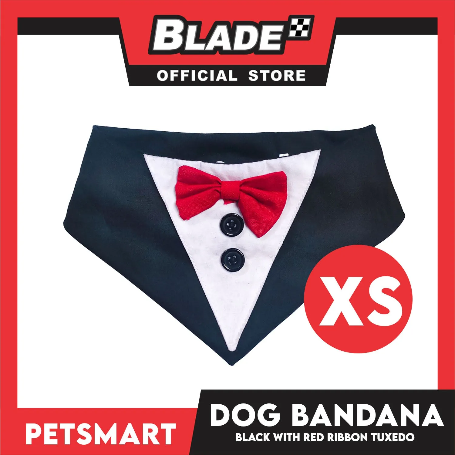 Pet Necktie Bandana Collar Scarf Black Tuxedo With Red Bow Tie Design DB-CTN29XS (XS) Perfect Fit For Dogs And Cats, Breathable, Soft Lightweight Pet Bandana Collar Scarf