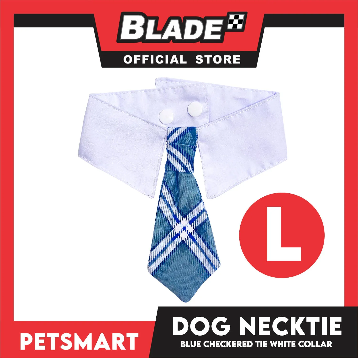 Pet Necktie Bandana Collar Scarf Blue Chekered Design DB-CTN31L (Large) Perfect Fit For Dogs And Cats, Breathable, Soft Lightweight Pet Bandana Collar Scarf