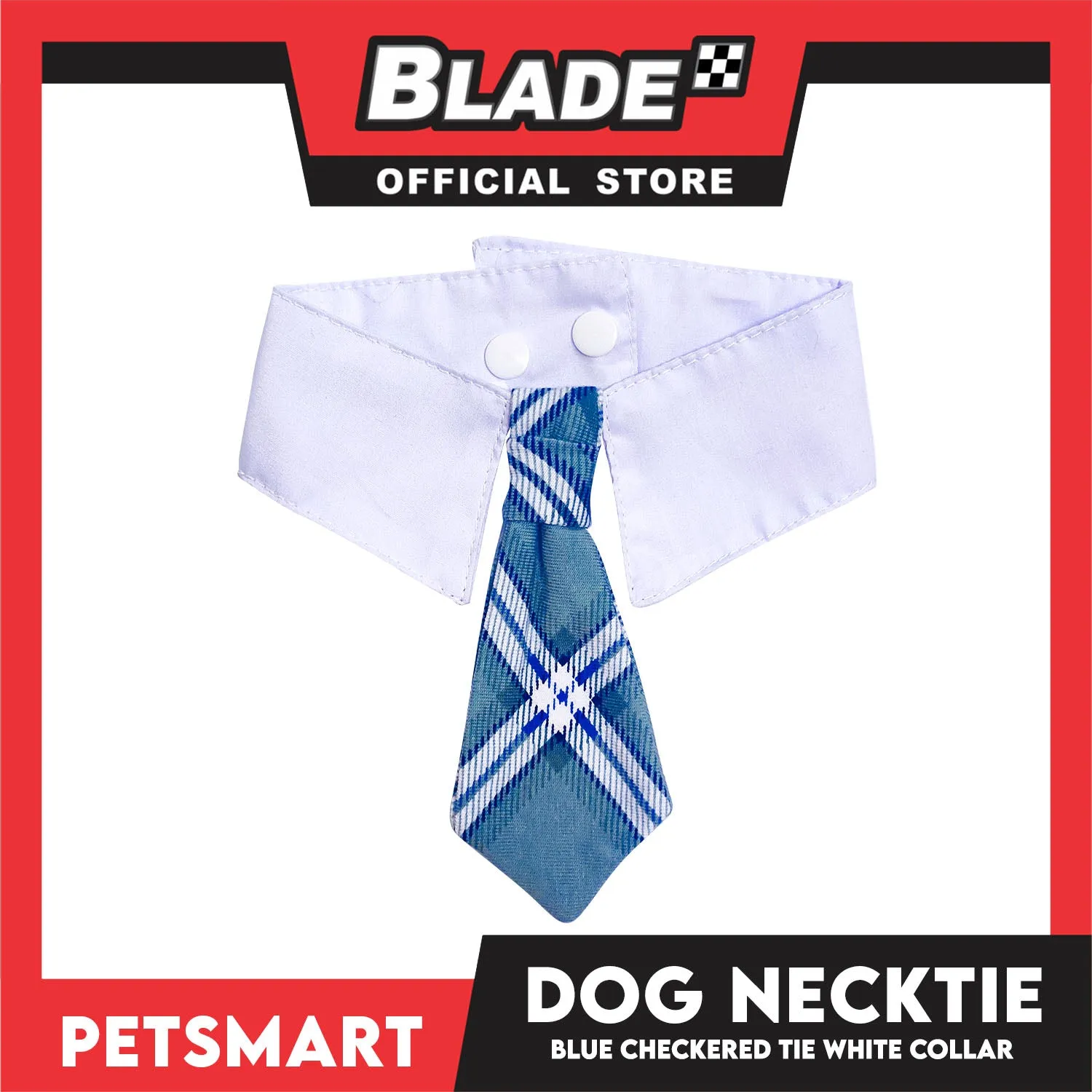 Pet Necktie Bandana Collar Scarf Blue Chekered Design DB-CTN31L (Large) Perfect Fit For Dogs And Cats, Breathable, Soft Lightweight Pet Bandana Collar Scarf
