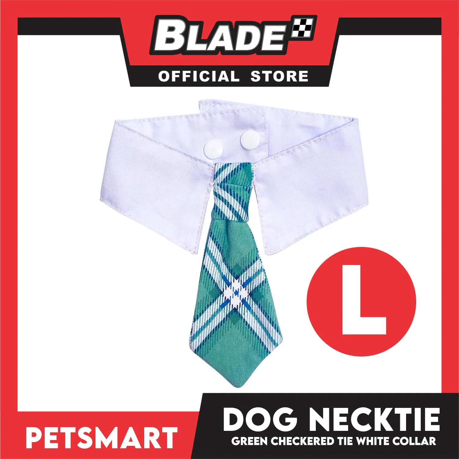 Pet Necktie Bandana Collar Scarf Green Chekered Design  DB-CTN32L (Large) Perfect Fit For Dogs And Cats, Breathable, Soft Lightweight Pet Bandana Collar Scarf