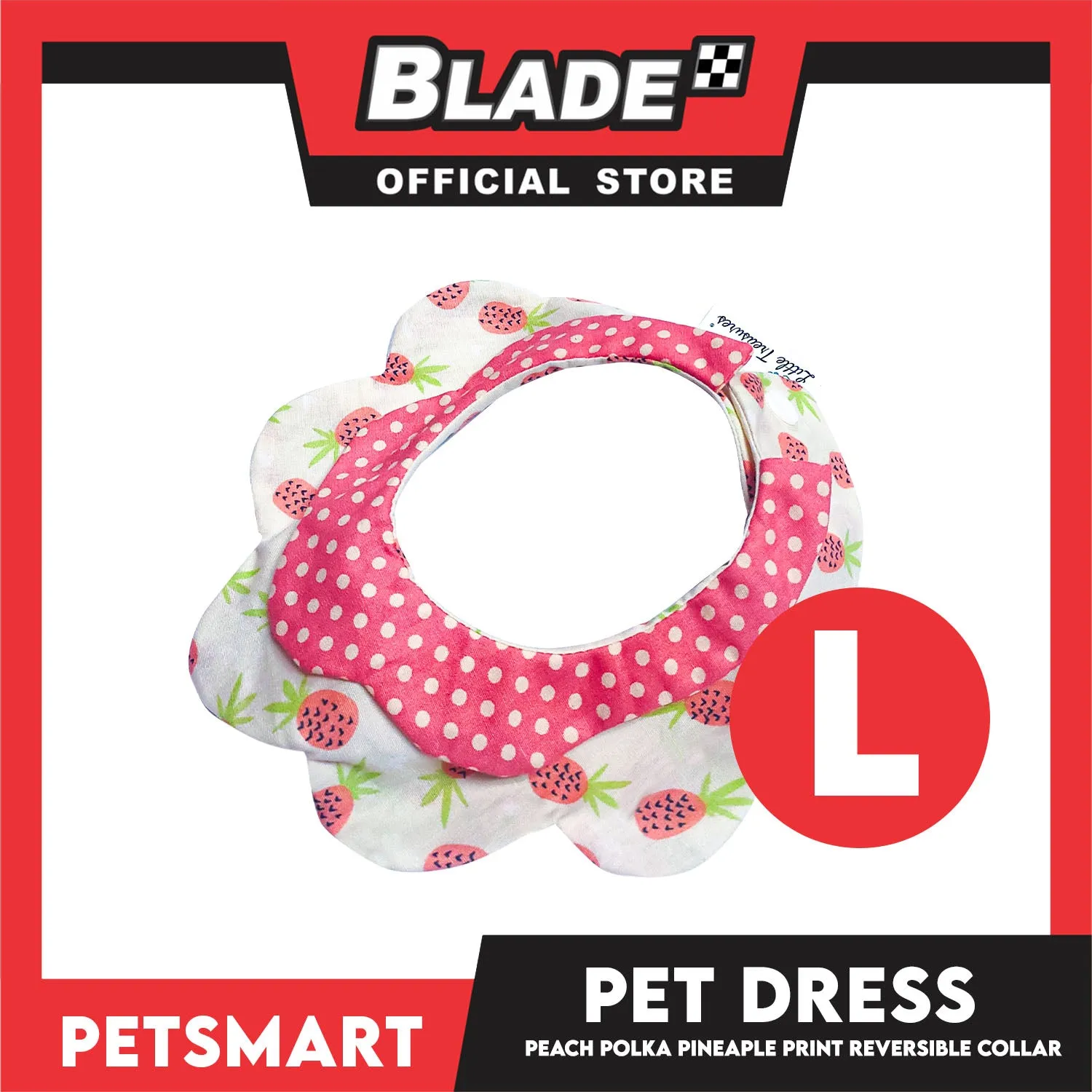 Pet Necktie Bandana Collar Scarf Peach Polka Dots Pineapple Design DB-CTN30L (Large) Perfect Fit For Dogs And Cats, Breathable, Soft Lightweight Pet Bandana Collar Scarf