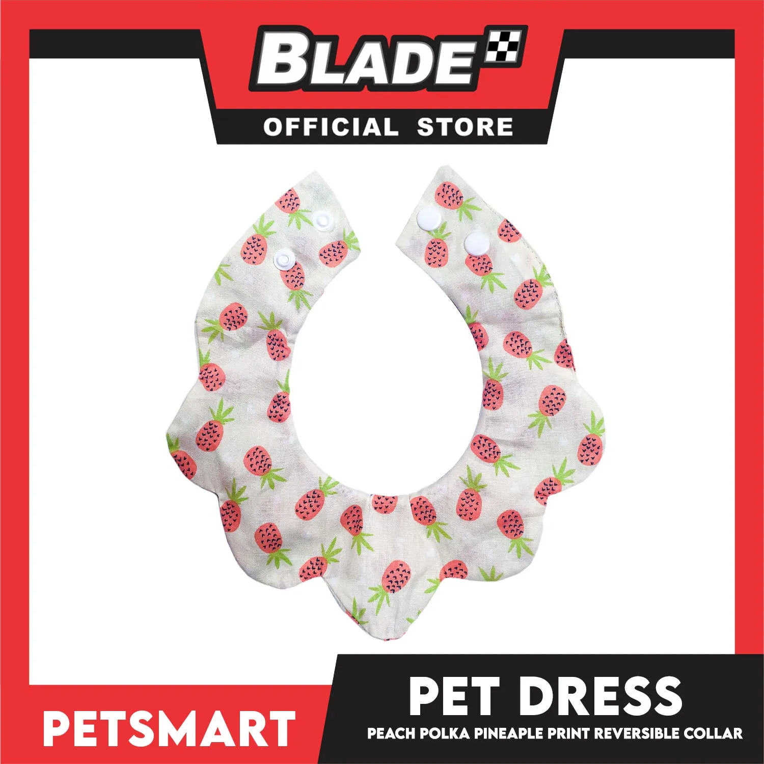 Pet Necktie Bandana Collar Scarf Peach Polka Dots Pineapple Design DB-CTN30L (Large) Perfect Fit For Dogs And Cats, Breathable, Soft Lightweight Pet Bandana Collar Scarf