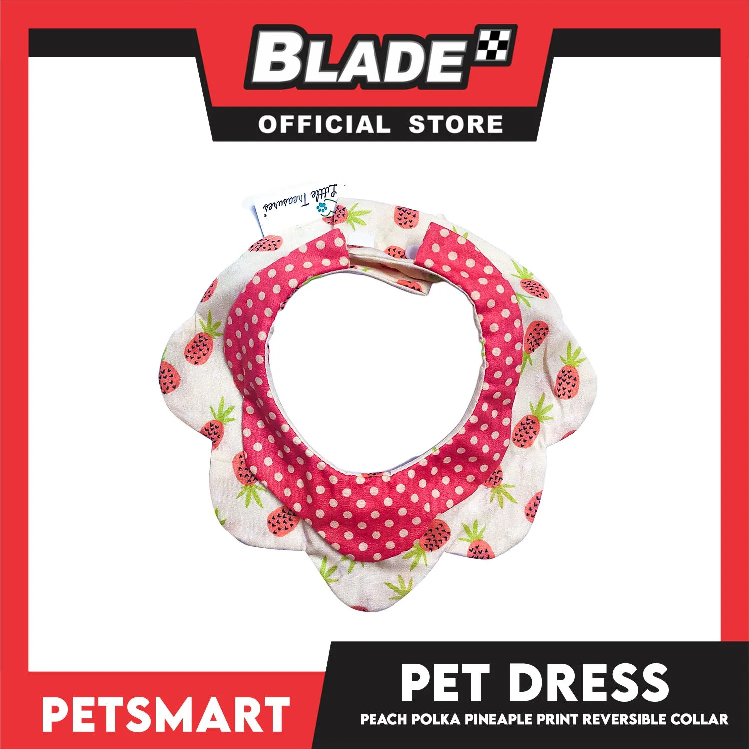 Pet Necktie Bandana Collar Scarf Peach Polka Dots Pineapple Design DB-CTN30L (Large) Perfect Fit For Dogs And Cats, Breathable, Soft Lightweight Pet Bandana Collar Scarf