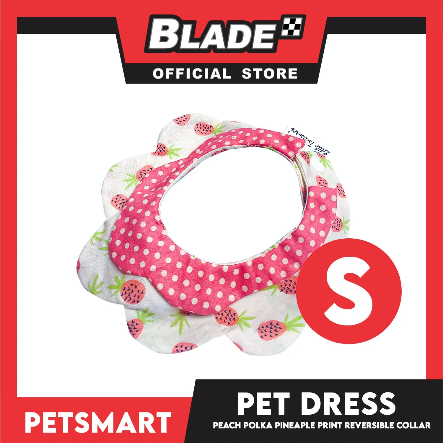 Pet Necktie Bandana Collar Scarf Peach Polka Dots Pineapple Design DB-CTN30S (Small) Perfect Fit For Dogs And Cats, Breathable, Soft Lightweight Pet Bandana Collar Scarf