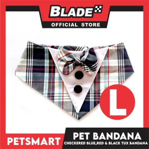 Pet Tuxedo Bandana, Checkered Blue Red And Black Color DB-CTN34L (Large) Perfect Fit For Dogs And Cats
