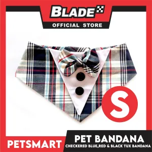 Pet Tuxedo Bandana, Checkered Blue Red And Black Color DB-CTN34S (Small) Perfect Fit For Dogs And Cats