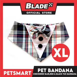Pet Tuxedo Bandana, Checkered Blue Red And Black Color DB-CTN34XL (XL) Perfect Fit For Dogs And Cats