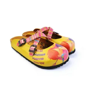 Pink, Green Striped, Yellow Pattern Kiss Child Patterned Clogs - WCAL170