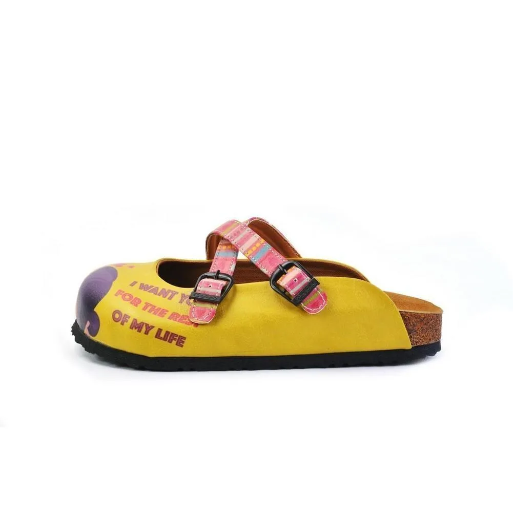 Pink, Green Striped, Yellow Pattern Kiss Child Patterned Clogs - WCAL170