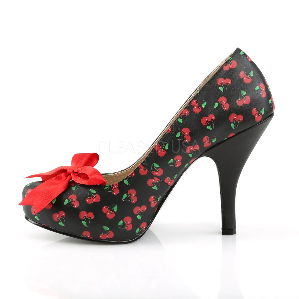 PINUP-05  Black-Red Cherry Faux Leather