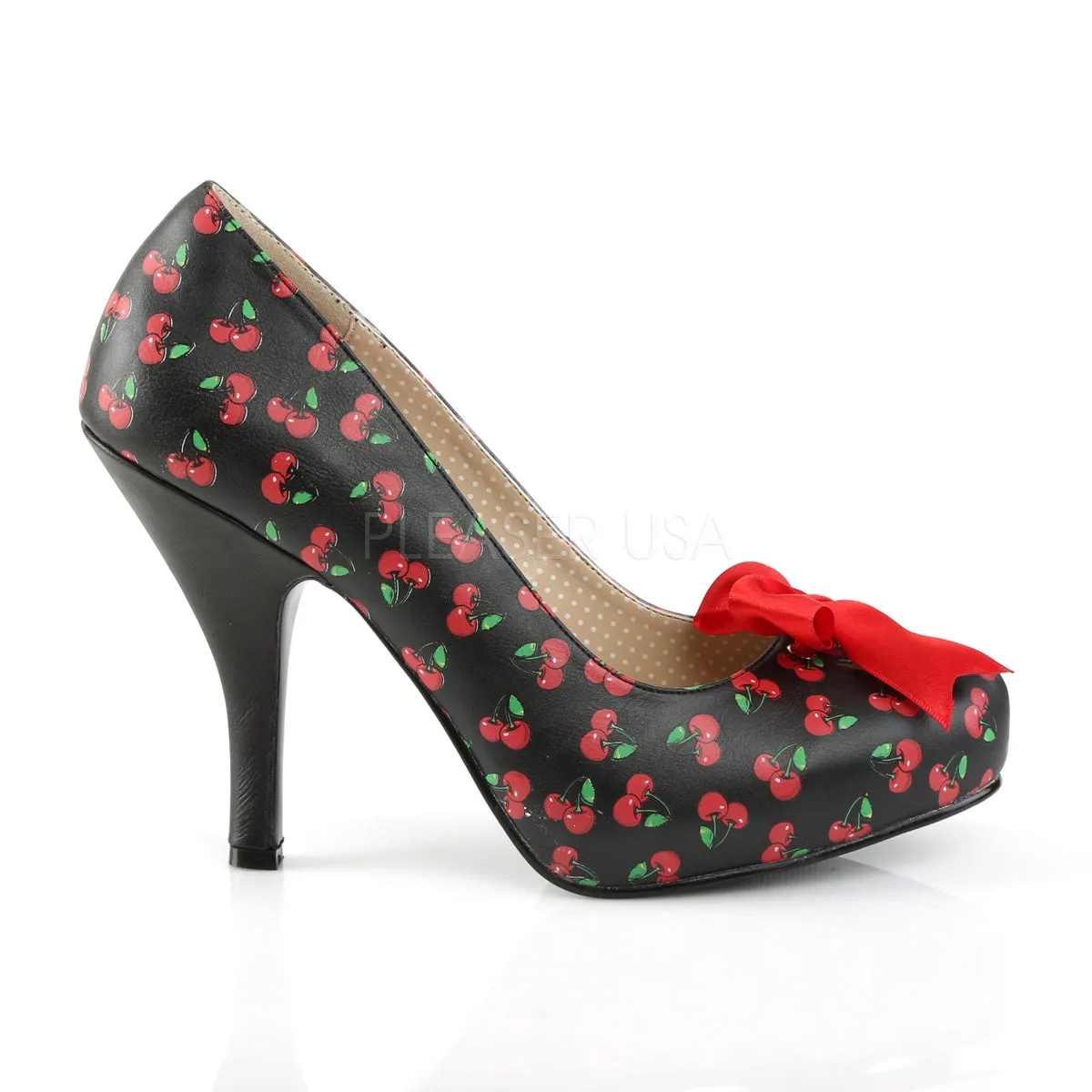 PINUP-05  Black-Red Cherry Faux Leather