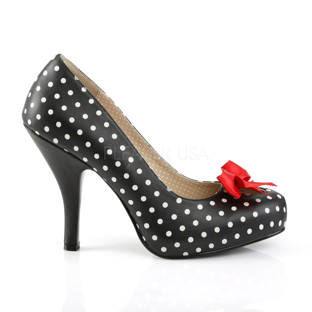 PINUP-05  Black-White Dot Faux Leather