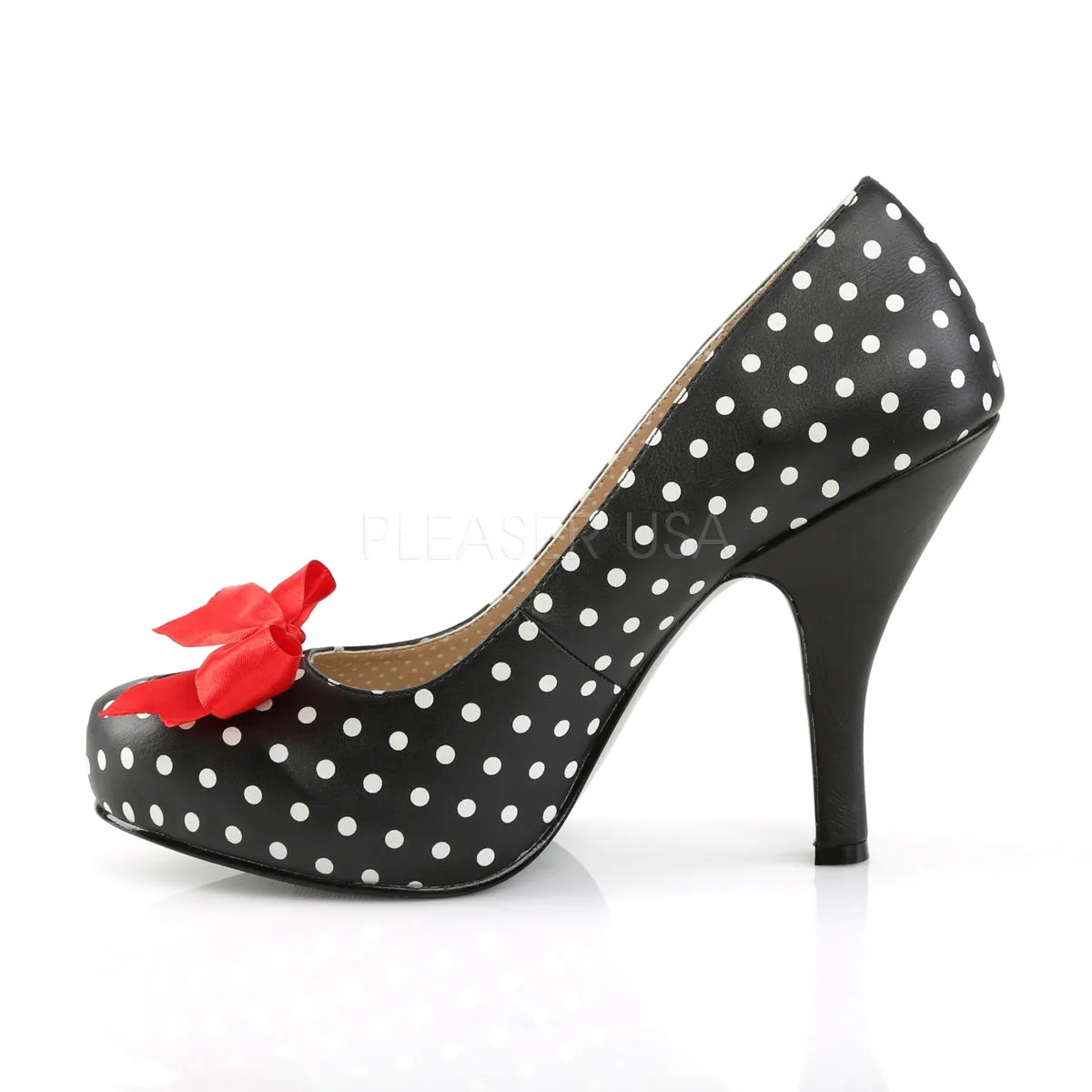 PINUP-05  Black-White Dot Faux Leather