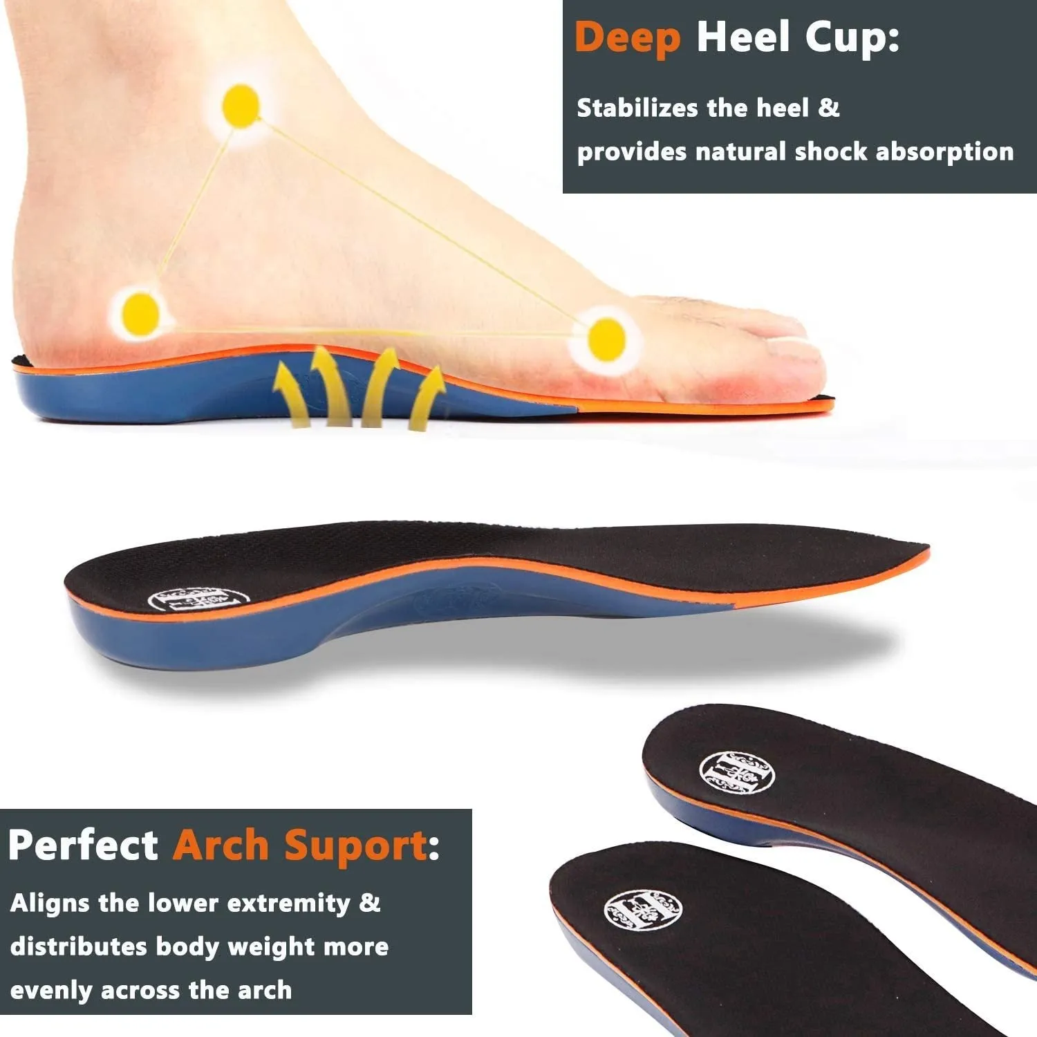 Plantar Fasciitis Sports Orthotic Insoles Arch Support Heel Pain Insoles