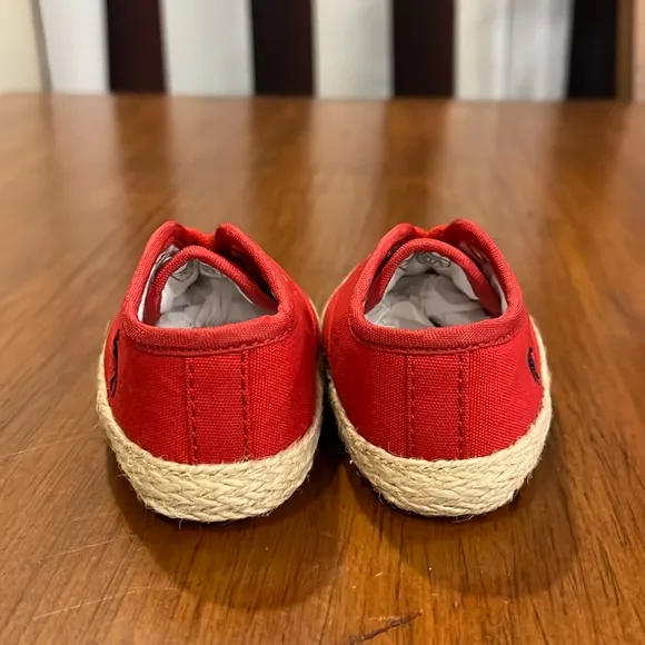 Polo Ralph Lauren red canvas Bowman Lace Crib shoes sneakers Infant Baby Size 1
