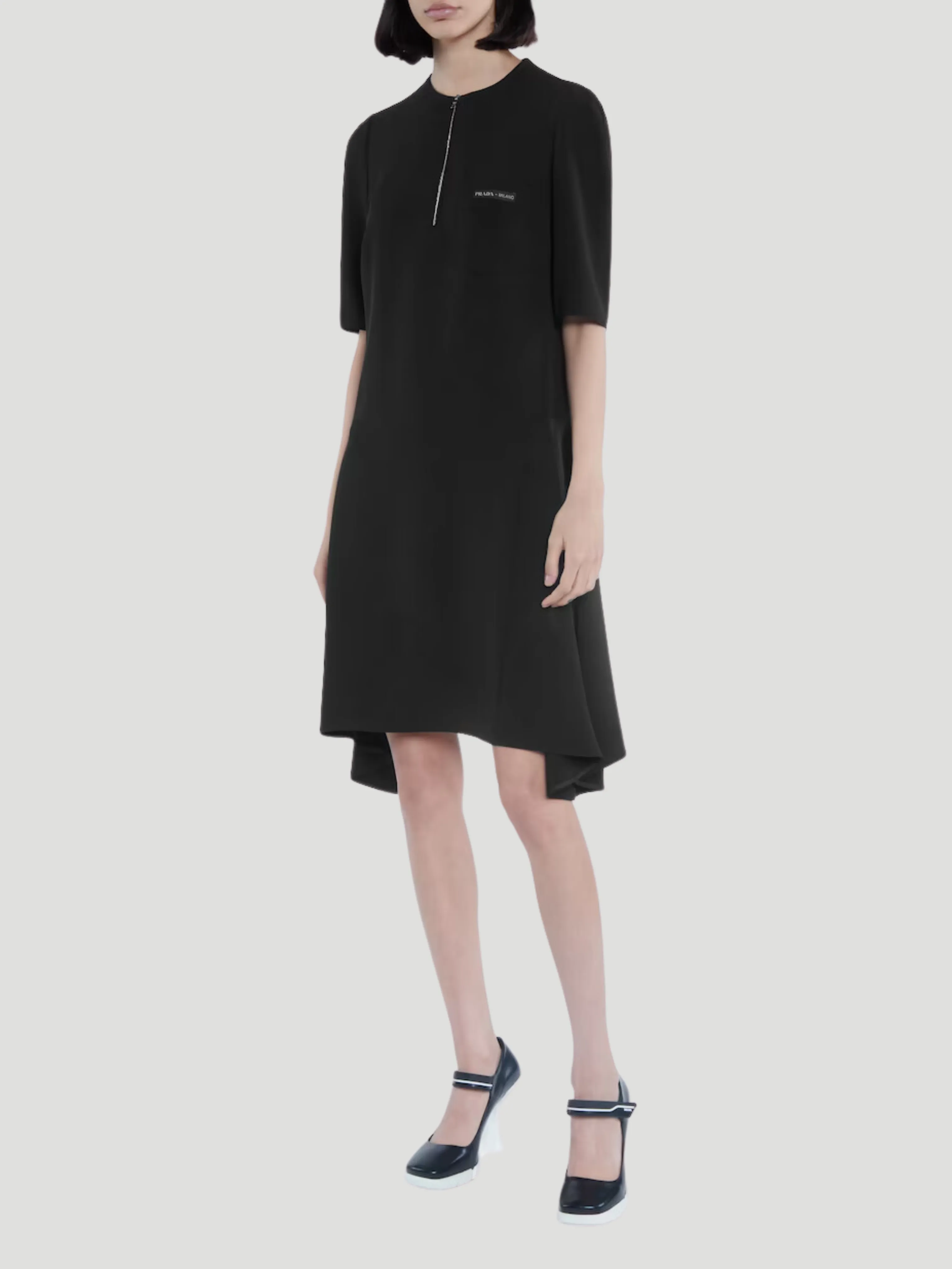 Prada Short Sleeve Dress with Zip Front and Belt