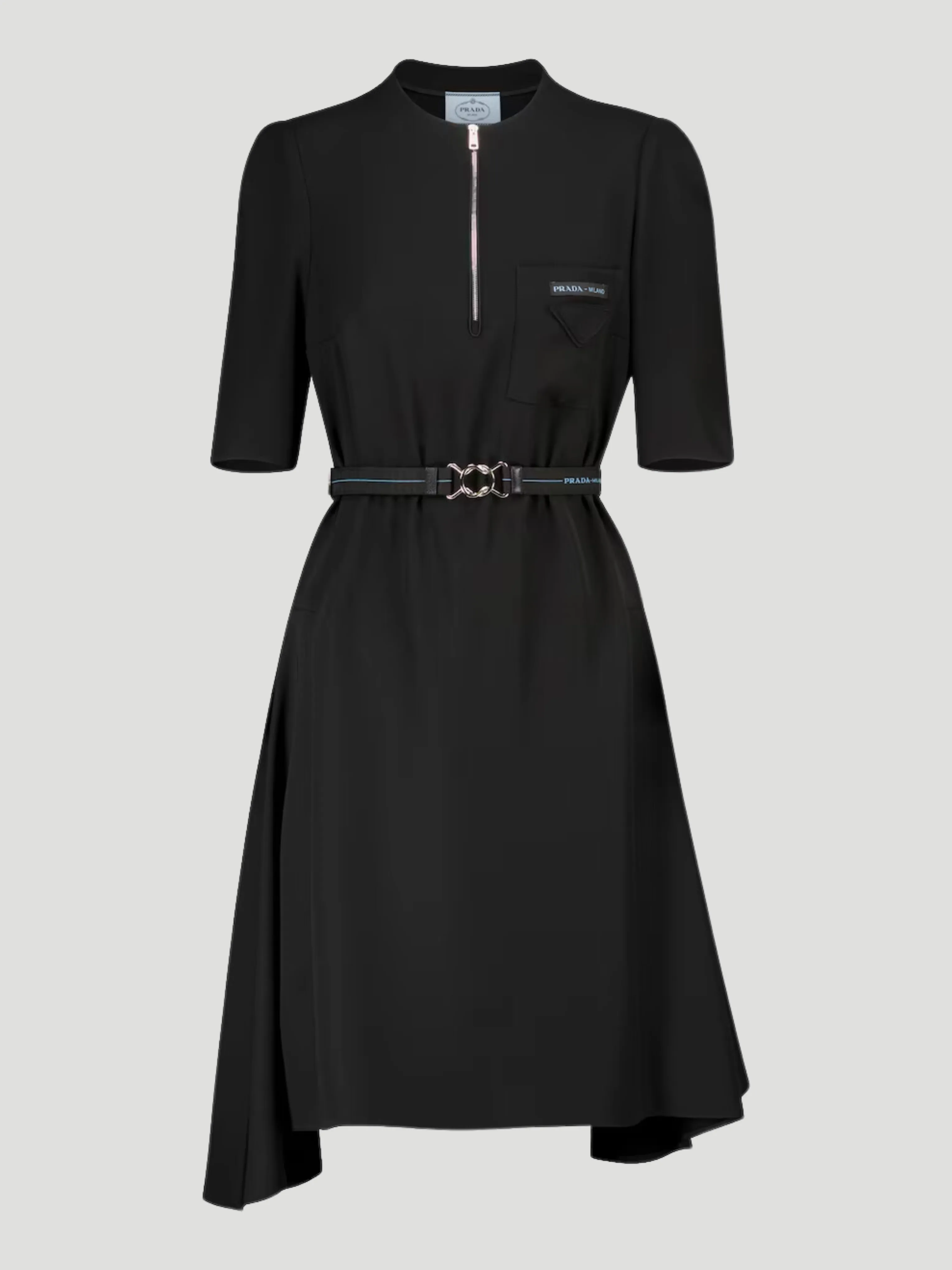 Prada Short Sleeve Dress with Zip Front and Belt