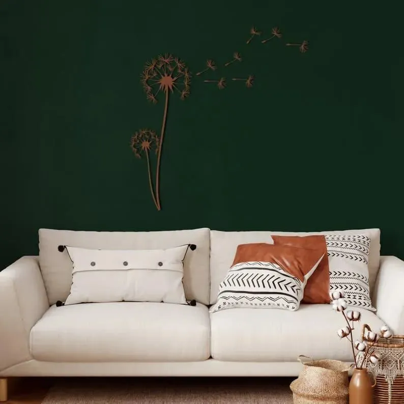 Pusteblume with Flying Seeds Metal Wall Hanging Decor