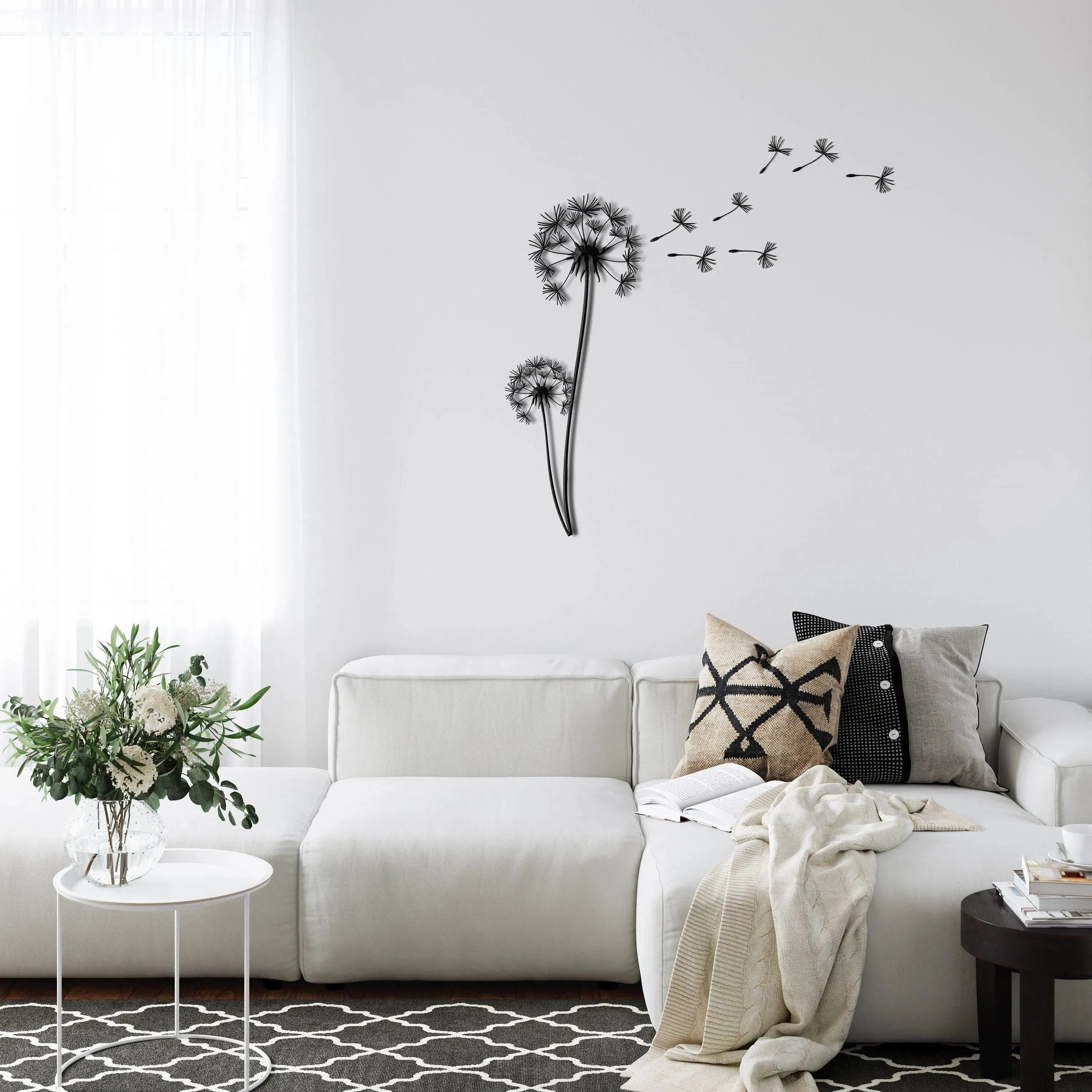 Pusteblume with Flying Seeds Metal Wall Hanging Decor