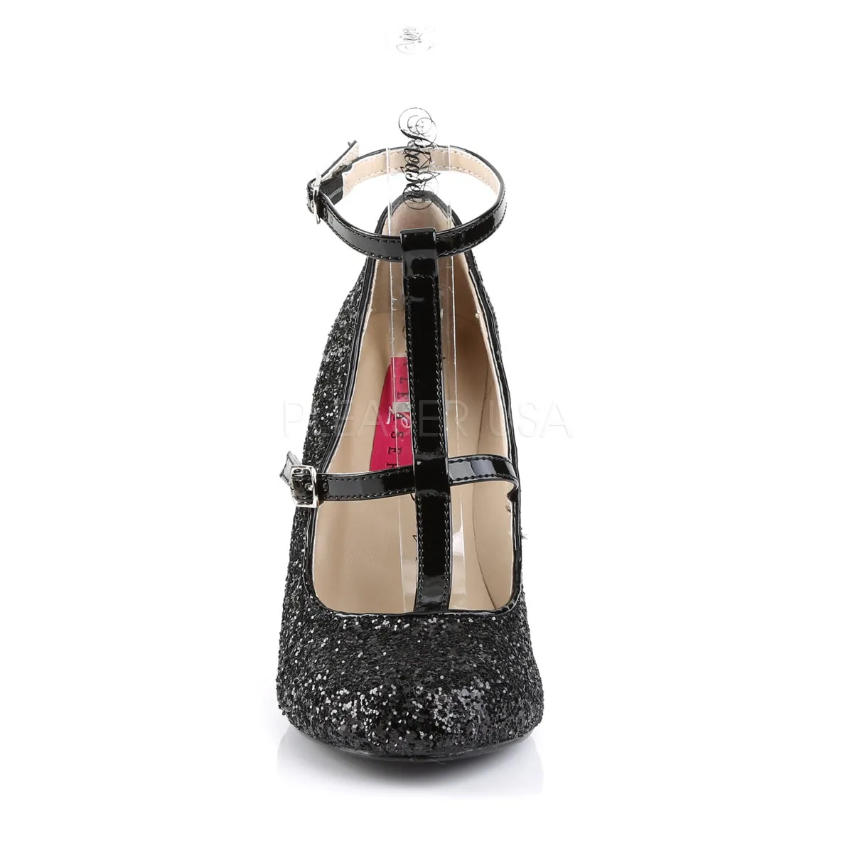 QUEEN-01  Black Glitter-Patent