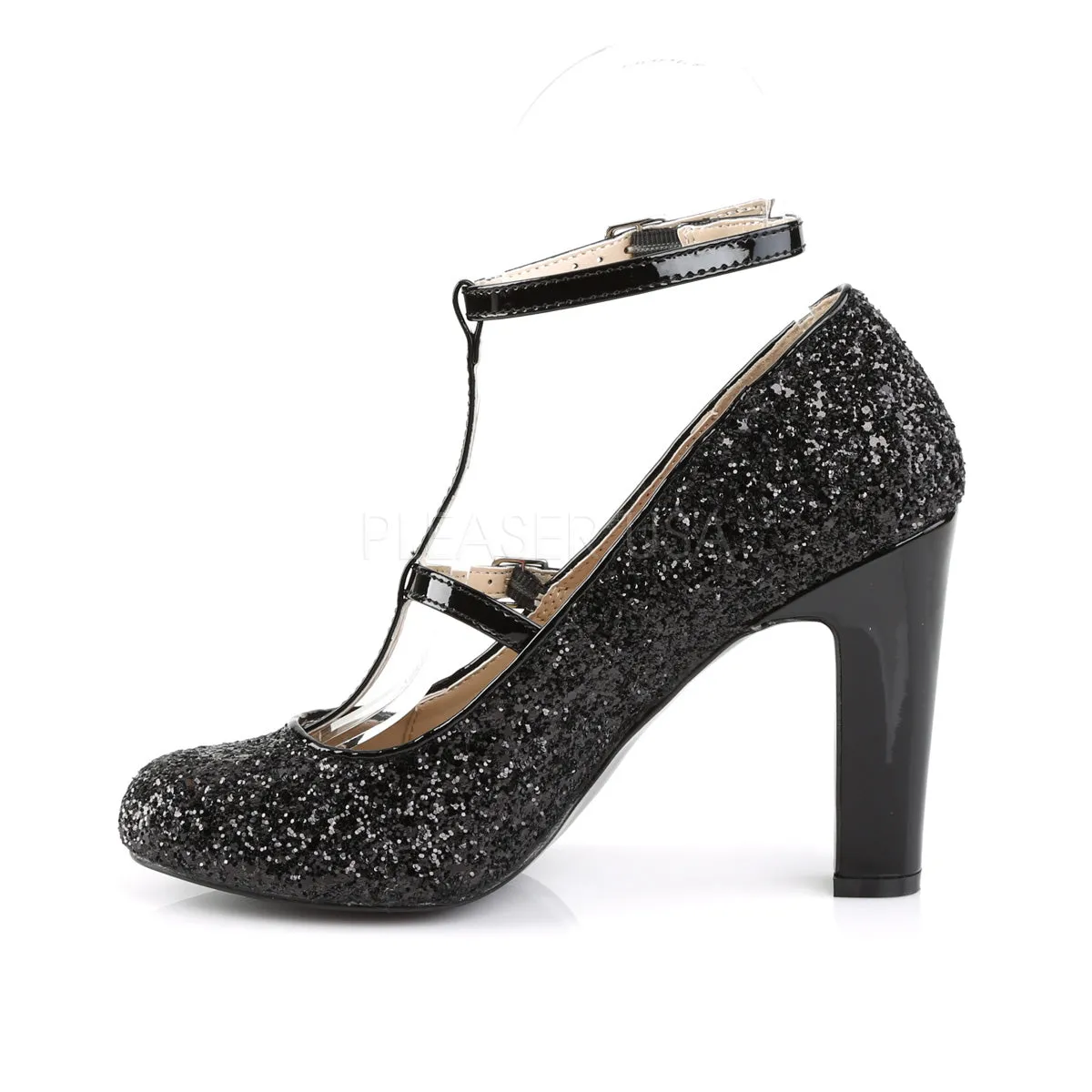 QUEEN-01  Black Glitter-Patent