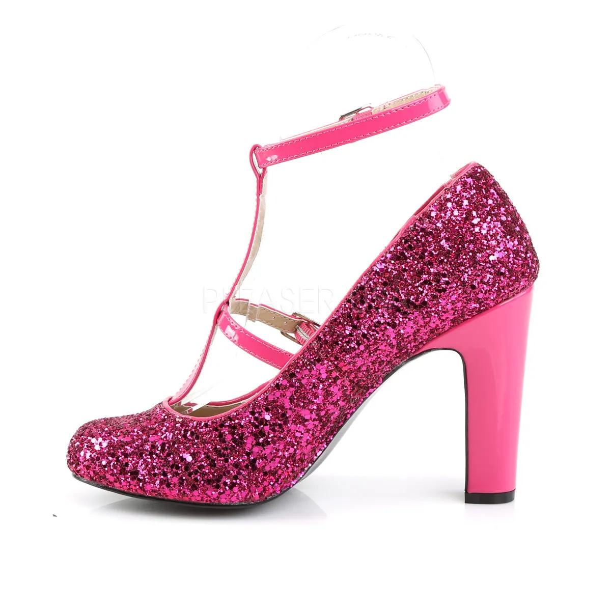 QUEEN-01  Hot Pink Glitter-Patent