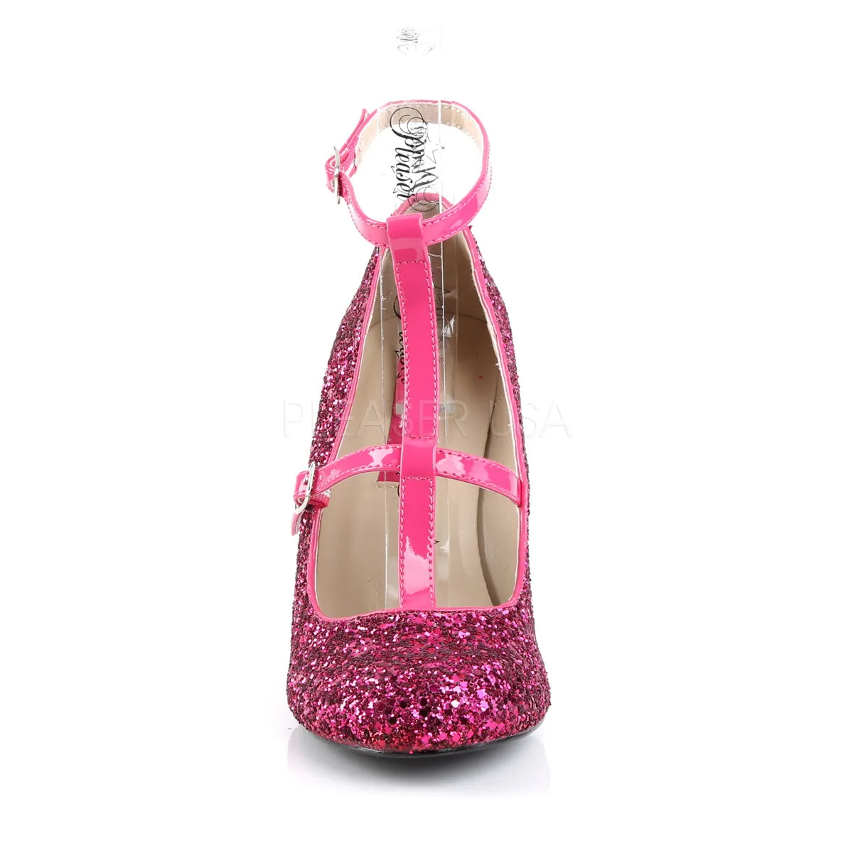 QUEEN-01  Hot Pink Glitter-Patent