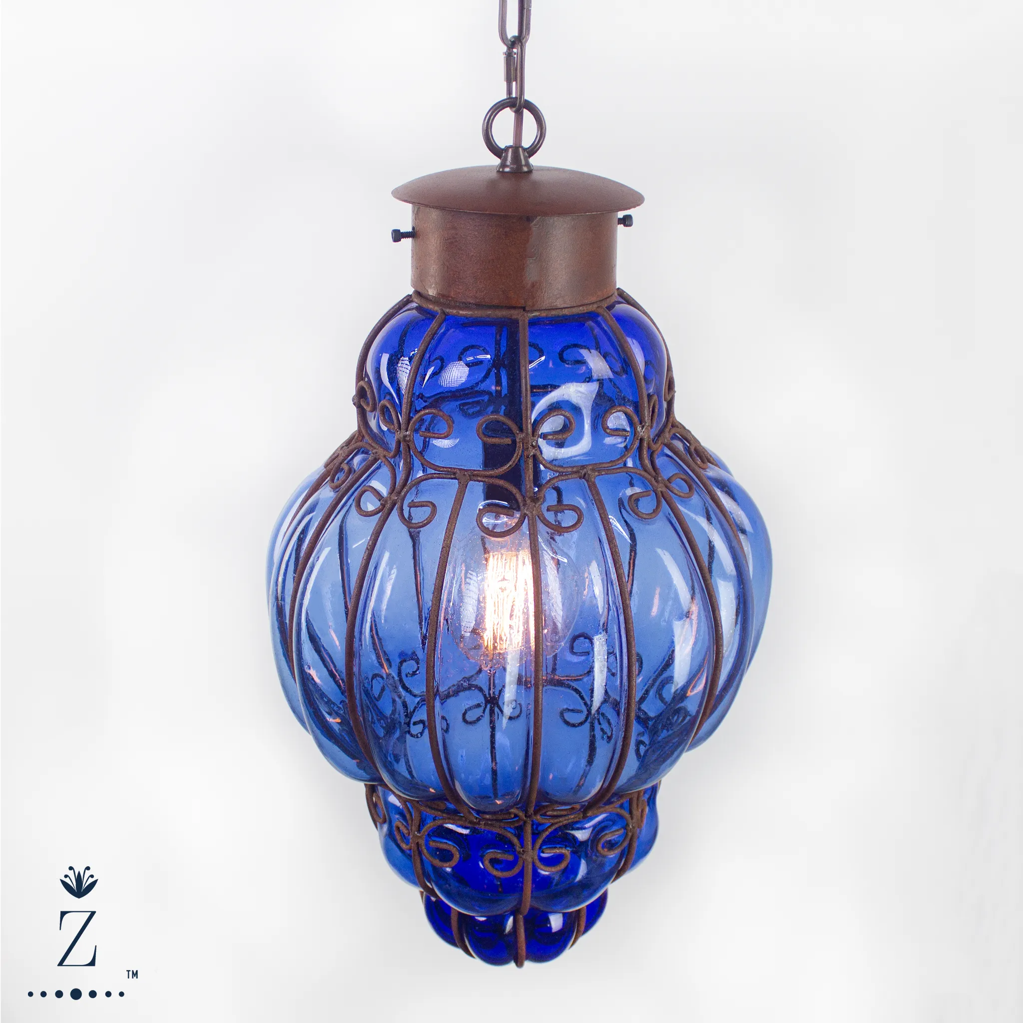 Queen Pendant Light | Cobalt Blue Glass Pendant Light