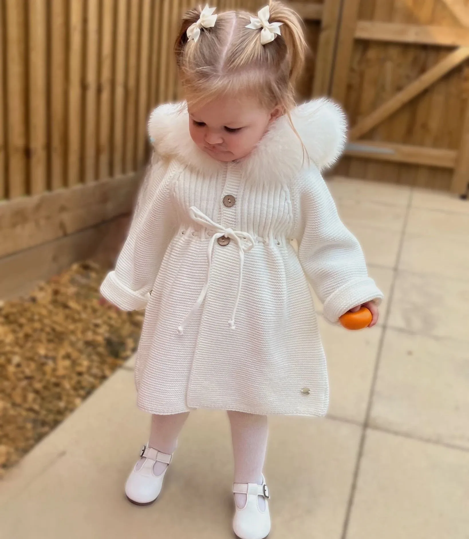 "Serene" Ivory Faux Fur Hooded Coat