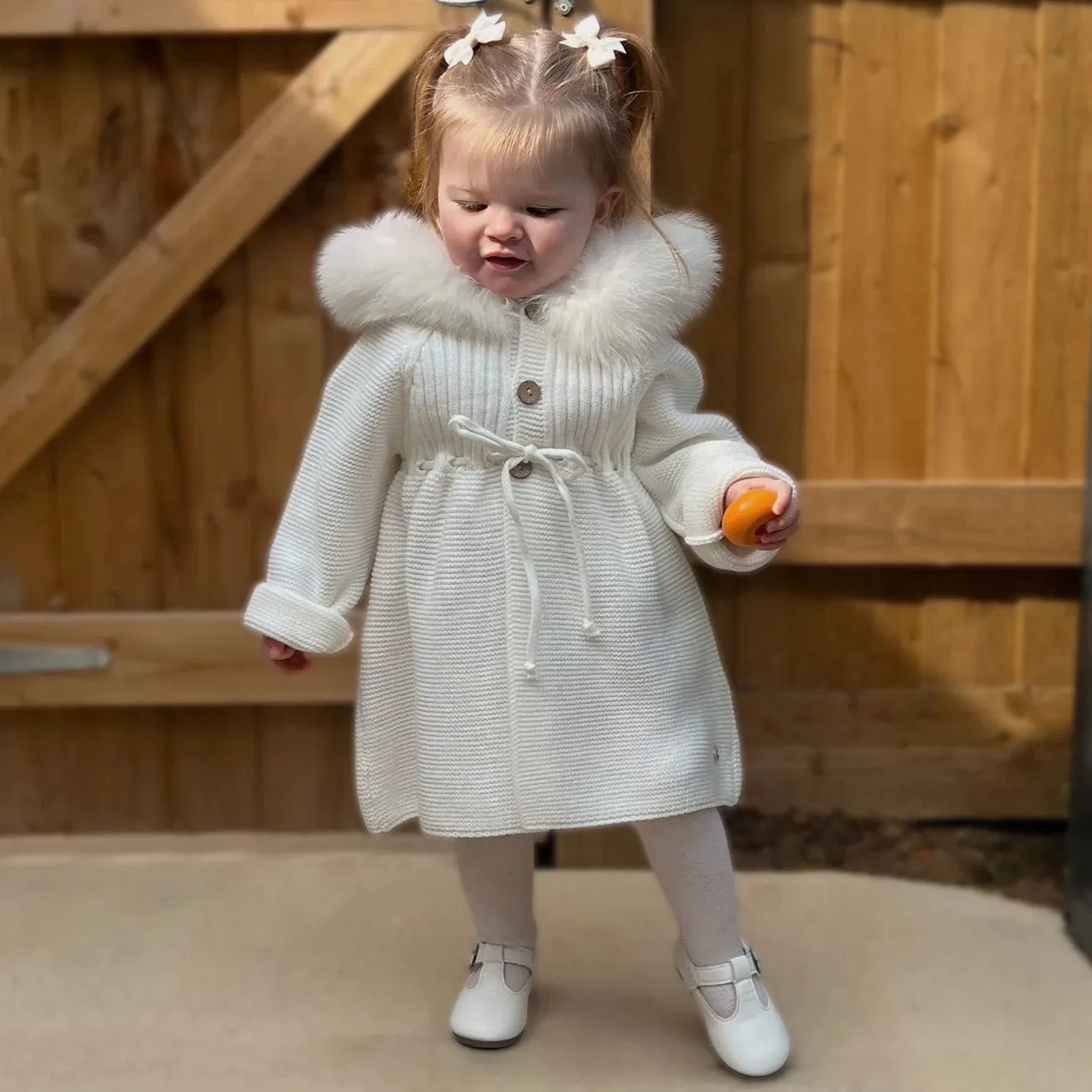 "Serene" Ivory Faux Fur Hooded Coat