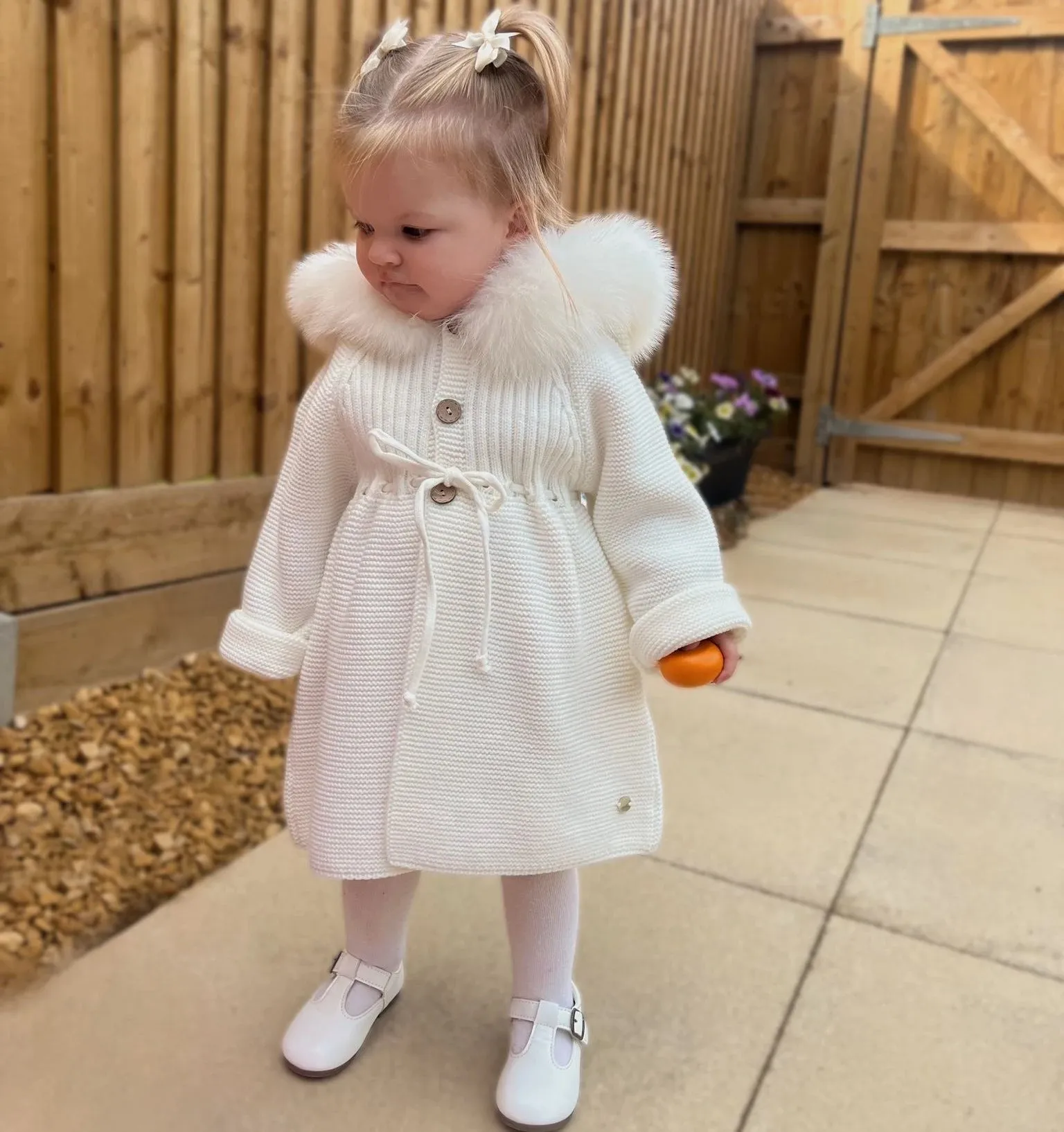 "Serene" Ivory Faux Fur Hooded Coat