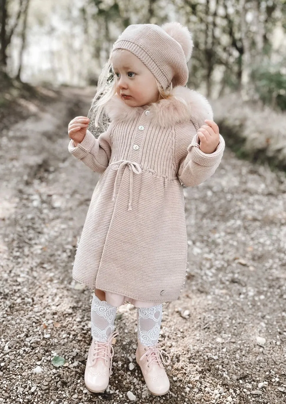 "Serene" Pink Faux Fur Hooded Coat