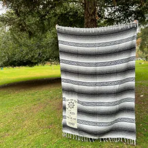 "Sun Moon Stars" - Black Throw - Falza Mexican Blanket