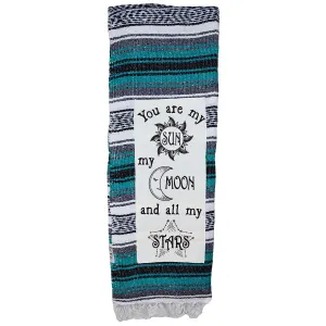 "Sun Moon Stars" - Forest Green Throw - Falza Mexican Blanket - Wholesale