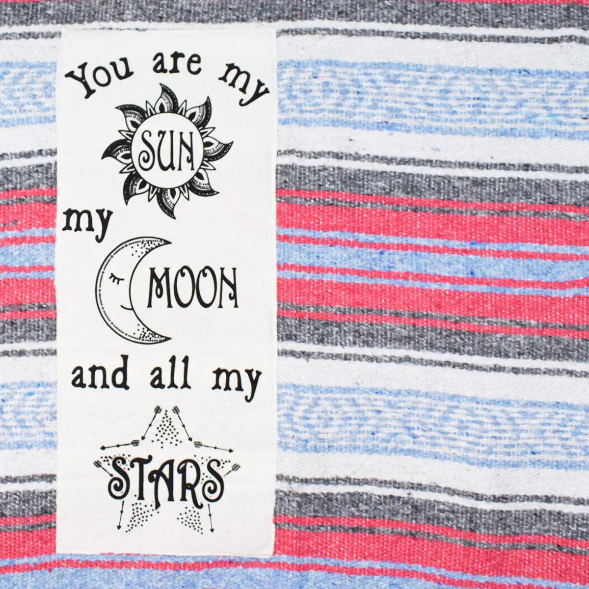 "Sun Moon Stars" - Red/Blue Throw - Falza Mexican Blanket - Wholesale