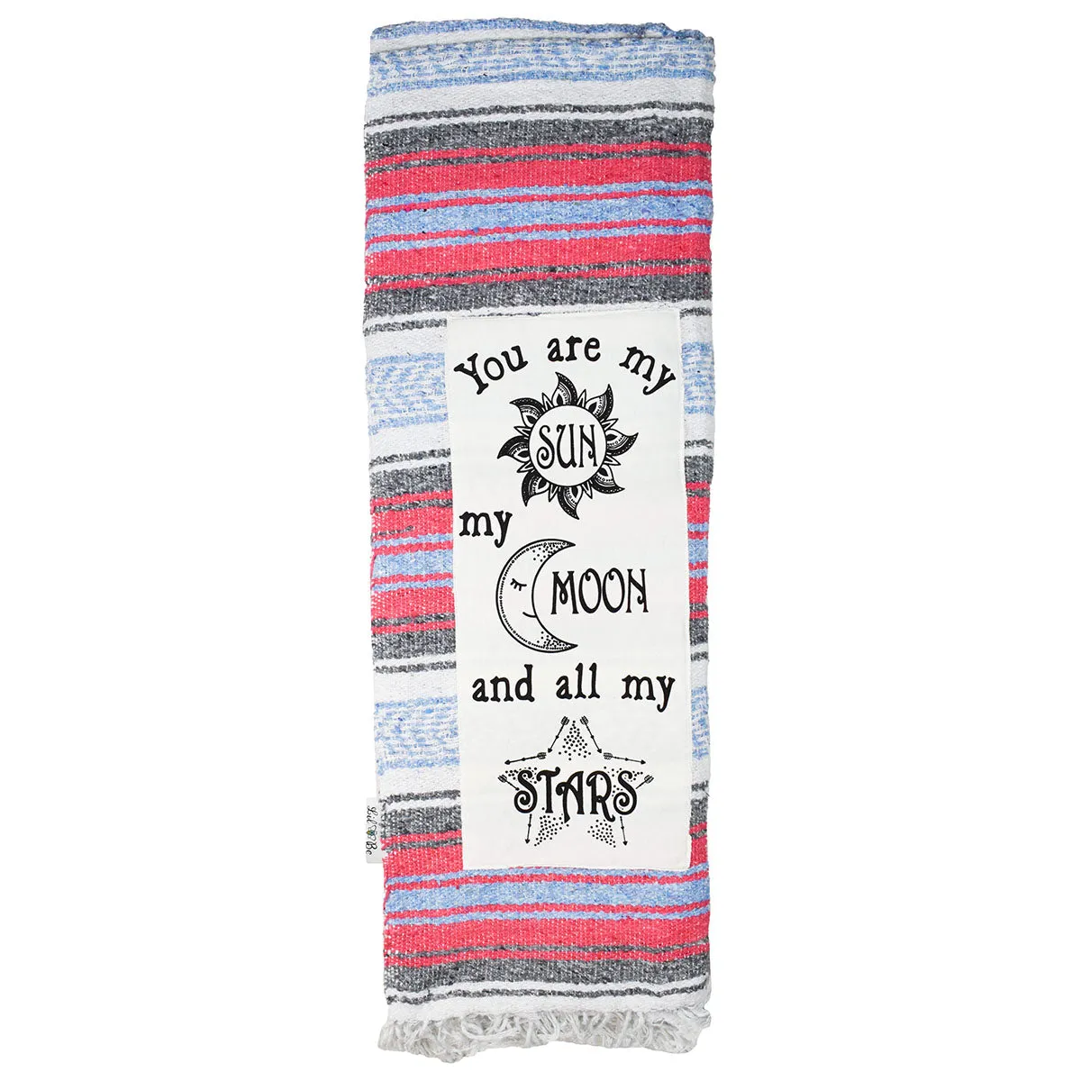 "Sun Moon Stars" - Red/Blue Throw - Falza Mexican Blanket - Wholesale