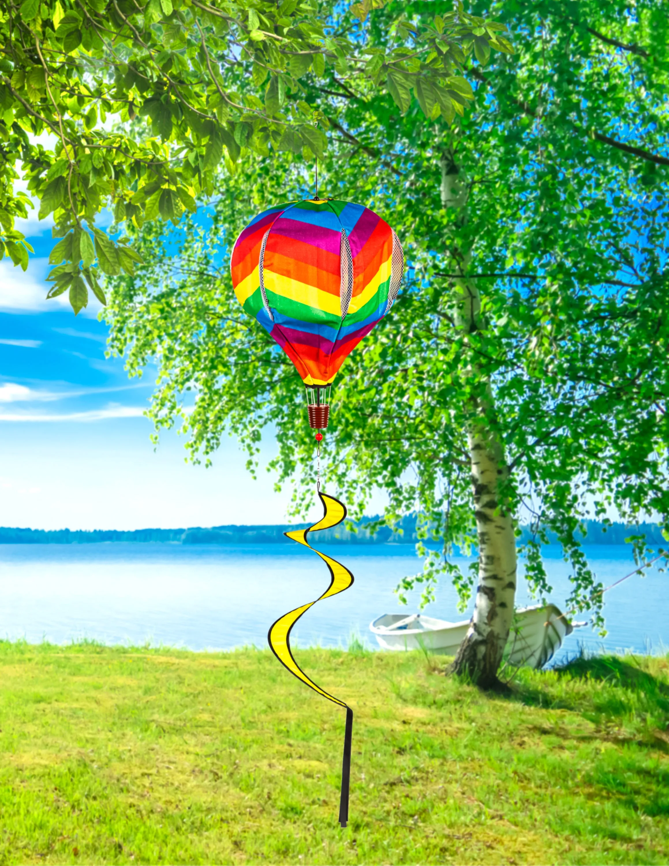 Rainbow Chevron Burlap Balloon Spinner,45bb626