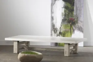 Reclaimed Elm Cocktail Table with Concrete Top