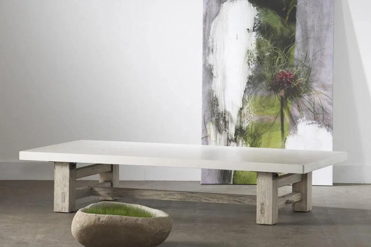 Reclaimed Elm Cocktail Table with Concrete Top