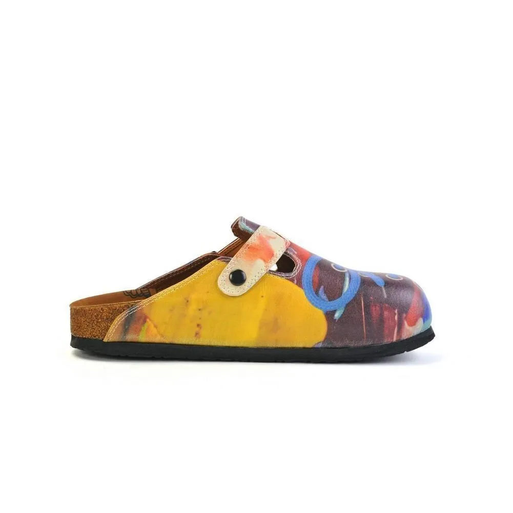 Red Colored Patterned and Blue Laced Pow Patterned Clogs - CAL369