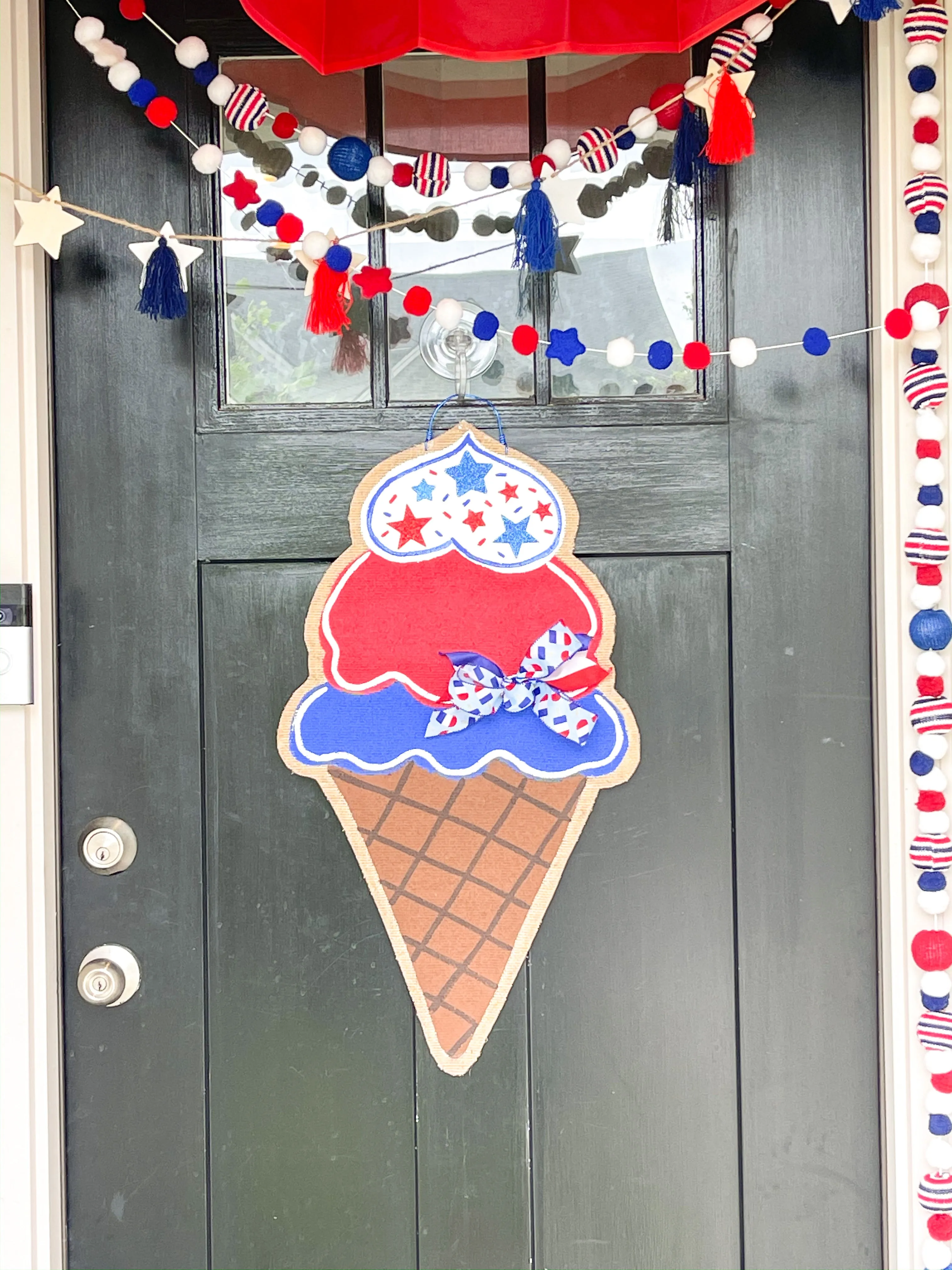 Red, White and Blue Patritotic Icecream Cone Door Hanger