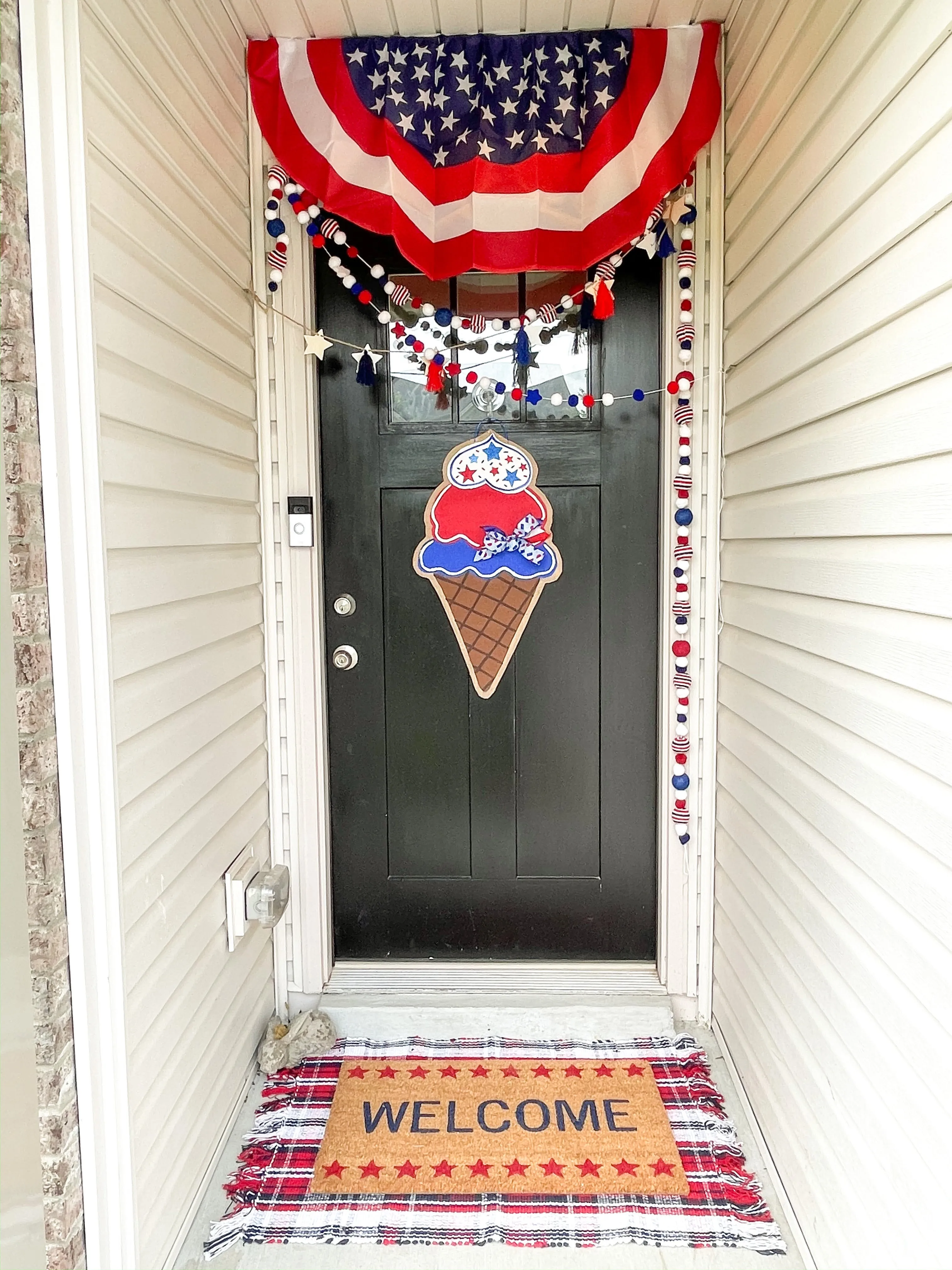 Red, White and Blue Patritotic Icecream Cone Door Hanger