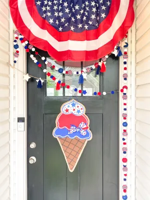 Red, White and Blue Patritotic Icecream Cone Door Hanger