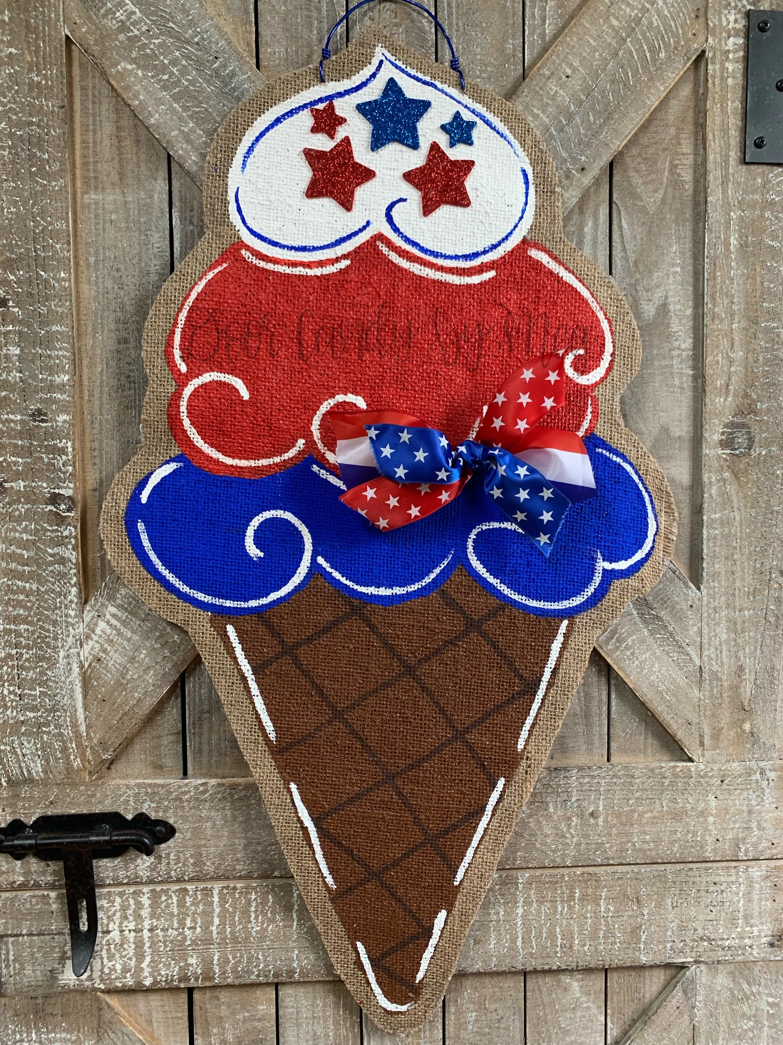 Red, White and Blue Patritotic Icecream Cone Door Hanger