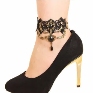 Retro Black Lace Rhinestones Chain