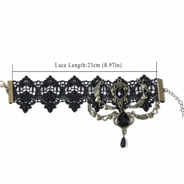 Retro Black Lace Rhinestones Chain