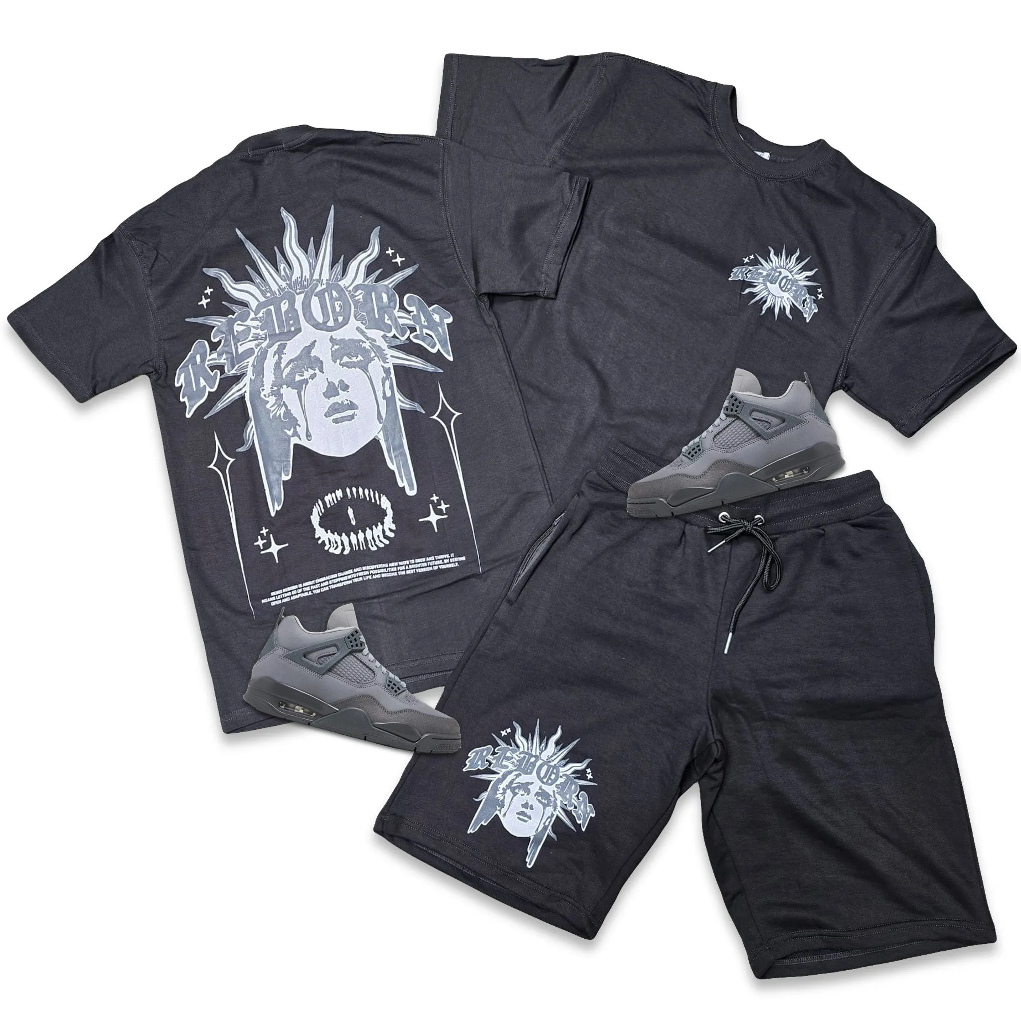 Retro Label REBORN Shorts and Shirt Set (Retro  4 Retro Wet Cement)