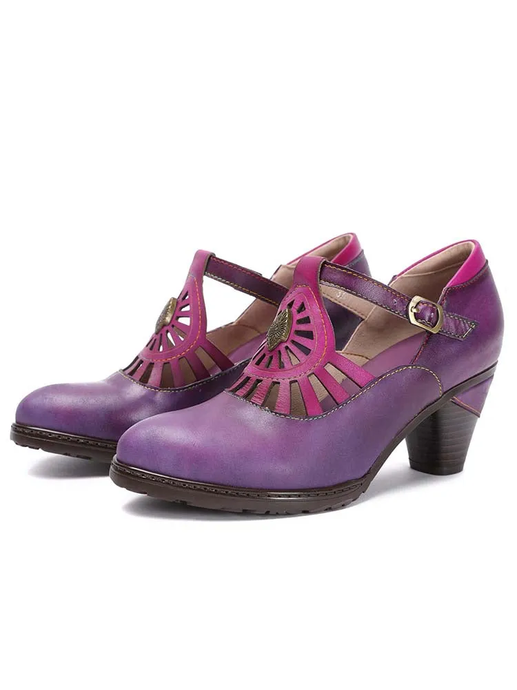 Retro Leather Grace Adjustable Belt Shoes